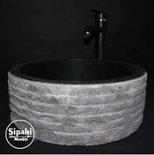 Resim SİPAHİMARBLE Bazalt Siyah Dışı Çizik Patlatma Silindir Lavabo 