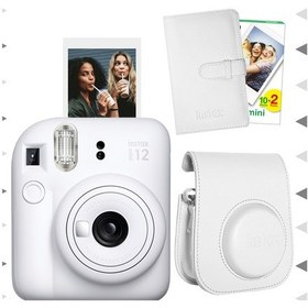 Resim Fujifilm Instax Mini 12 Fotoğraf Makinesi + 20'Li Film + Laporta Albüm + Deri Kılıf Seti 