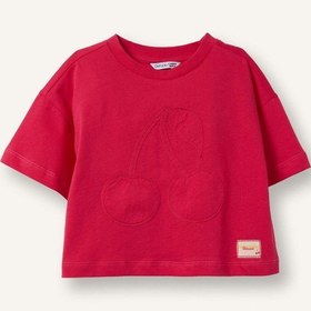 Resim Defacto Kiraz Desenli Penye Kısa Kollu Fuşya Tişört Kız Bebek H9396a526hspn218 Pembe-pn218 