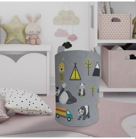 Resim Mekta Home Bebek Ve Çocuk Odası Arabalı Yollu Panda Desenli Oyuncak Sepeti Renkli Çok Renkli 