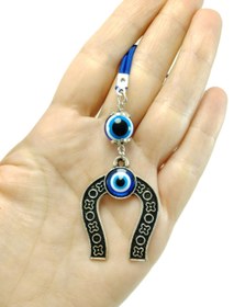 Resim biuti Nazar Boncuklu Metal Eskitme Nal Araba Dikiz Ayna Süsü Hediyelik Aksesuar 