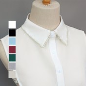 Resim Şifon Balıkçı Yaka Moda Tırnak Boncuklu Sahte Yaka Çok Yönlü Dekoratif Yarı Gömlek Tarzı Sahte Yaka 