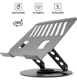 Resim Powerway XR99 Yüksek Kalite Metal Ayarlı Laptop Macbook Uyumlu Notebook Tablet Tutucu Altlık Stand 