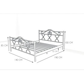 Resim Metalia Gm 301 Gold Çift Kişilik Metal Karyola Beyaz 140X190 