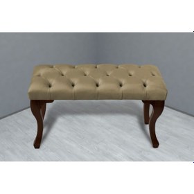 Resim Gazzini Classic Chester Model Kapitoneli Puf- Ceviz Ayak, Hardalkumaş 