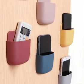 Resim Duvara monte depolama kutusu ve telefon tutucu - Klasik tarz, dayanıklı plastik, yaşam odası için yer tasarrufu sağlayan düzenleyici, uzaktan kumandalar ve mobil cihazlar için ideal, duvara monte düzenleyici | Minimalist tasarım | Pürüzsüz yüzey, raflar, asılı raflar 
