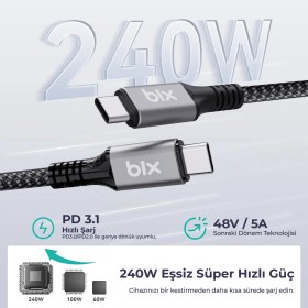 Resim Veggieg Usb 4.0 240w 40gbps E-mark Thunderbolt 4 8k 60hz Type-c Uzatma Kablosu 1 Metre 