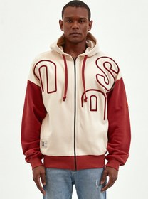 Resim Kum Fırtınası Fermuarlı Taş Terracota Hoodie 