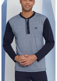 Resim Kly Erkek Uzun Kol Midi Yaka Lacivert Pijama Takımı C9t2n5o7 001 