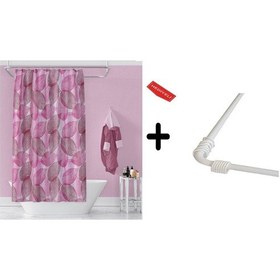 Resim Banyo Perdesi 3110 2x100x200, Perde Borusu Askı Aparatı Köşe Boru Beyaz Hediyeli, Duş Perdesi Seti Çok Renkli 