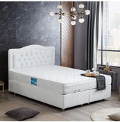 Resim Setaymobilya Baza, Şah Beyaz Çift Kişilik Baza + Başlık + Deluxe Yatak 