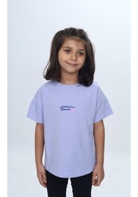 Resim Toontoy Kids Toontoy Kız Çocuk Baskılı Bisiklet Yaka Kısa Kollu Tişört 24977 Mavi 