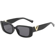 Resim Snapbuy Unisex V-şekilli Kare Güneş Gözlüğü, Açık Ayaklı Moda Tasarımblack51gri Gri 