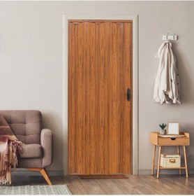 Resim Faran Dekorasyon 87 x 215 Ceviz Renk Camsız Pvc Akordiyon Katlanır Kapı - FRNAKMODEL-10 