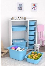 Resim Zen Çok Amaçlı Oyuncak Dolabı 10 Sepetli - Mavi 2d2k6u Mavi 