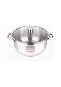 Resim Manheim Cam Kapak Çelik Derin Tencere 30 X 20 Cm Gri 