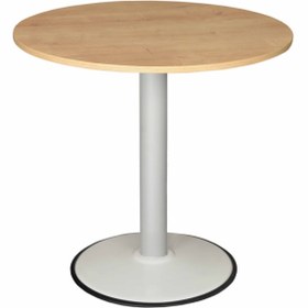 Resim Özer Çelik Yuvarlak Masa Gri Ayaklı Safir Meşe Çalışma Masası Yemek Masası 