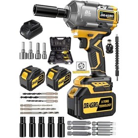 Resim Dragro DRG-800 NM 10 Pilli Çift Akülü Torklu Somun Sıkma Bijon Sökme Sarı 