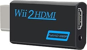 Resim MEETTIKEY Wii'den HDMI Adaptörüne, Wii'den HDMI'ya Dönüştürücü, Tüm Wii Ekran Modlarını Destekler 3.5mm Ses Çıkışı ve Wii Monitör, TV, Projektör için Hdmi (Siyah) 