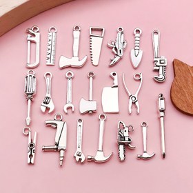 Resim 20 Adet Antika Gümüş Renkli Takı Yapımı Aksesuarları - Bilezik, Kolye ve Küpe El İşi DIY Malzemeleri 
