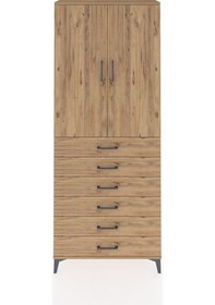 Resim Arges Dolap 2 Raflı 6 Çekmeceli 2 Kapaklı 88x30x221 Çam-çam Çam 