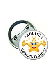 Resim Hediye Panayırı Sağlıklı Besleniyorum Rozeti 20 Adet Beyaz 