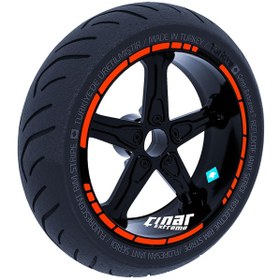Resim Floresan Turuncu Moto GP Stili Jant Şeridi Sticker Çınar Extreme 