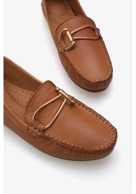 Resim Esila E--25 Kadın Hakiki Deri Tokalı Günlük Babet Taba Siyah 