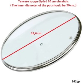 Resim İcanpares Tencere Sahan Tava Cam Kapağı Buhar Delikli Kapak 20 cm ve Gri Tutma Tepesi 