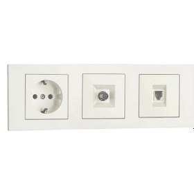 Resim Ovivo Grano Beyaz 3'lü Set Topraklı Priz, F Konnektör Ve Cat5 Dat 