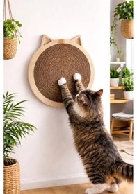 Resim Minimalist Kedi Tırmalama Tahtası, Doğal Ahşap Ve Jüt İp 