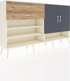 Resim Arges Konsol 4 Raflı 2 Çekmeceli 2 Kapaklı 176x30x99 Aytaşı-antra Aytaşı-antrasit/çam 