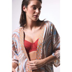 Resim Della Etnik Desen V Yaka Maxi Kimono 