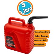 Resim Nzb Plastik Boşaltma Borulu Antistatik Benzin Bidonu 5 Litre Akaryakıt Mazot Taşıma Doldurma Yakıt Depolama 