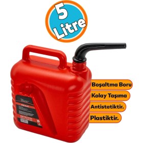 Resim Nzb Plastik Boşaltma Borulu Antistatik Benzin Bidonu 5 Litre Akaryakıt Mazot Taşıma Doldurma Yakıt Depolama 