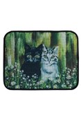 Resim Shop a Way Miapet Elekli Desenli Kedi Tuvalet Önü Paspası 60 x 45 cm Siyah-Beyaz Kediler 
