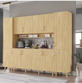 Resim Della Kahve Köşesi Çok Amaçlı Dolap Kiler Mutfak Dolabı Meşe 210cm Meşe 