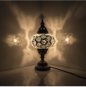 Resim Dekoratif Mozaik Lamba Renkli Desenli Abajur Yatak Odası Başucu Lambası v3 