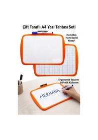 Resim Çift Taraflı Yazı Tahtası 1 Adet Keyroad 20x30cm Plastik Kolay Silinebilir Beyaz Yazı Tahtası Etkinlik Ders Çalışma Turuncu 