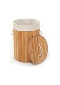 Resim Lorin Katlanır Bambu Banyo Çamaşır Kirli Sepeti Yuvarlak 35x50 CM 61 L 