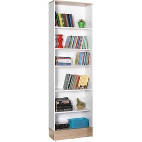 Resim Adoremobilya Base Genç Odası 6 Raflı Kitaplık -İtalyan Meşe-Beyaz 
