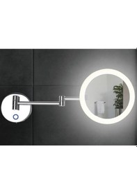 Resim Banyo Makyaj Aynası, Ledli Gün Işığı , Çift Kollu Paslanmaz Çelik , Ip44, Büyüteçli 3x - Krom Krom 