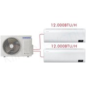 Resim Samsung Windfree 5 kW 1 Dış + 2 İç Ünite (12+12) Duvar Tipi Multi Klima 