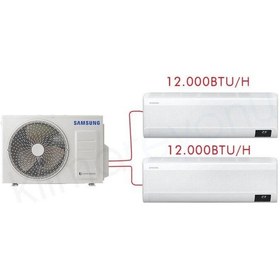 Resim Samsung Windfree 5 kW 1 Dış + 2 İç Ünite (12+12) Duvar Tipi Multi Klima 
