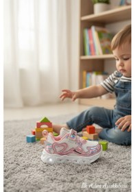 Resim Enoch Kalp Figürlü Ve Kanat Detaylı İlk Adım Bebek Ayakkabı Beyaz - Pembe 