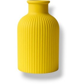 Resim Dekoratif İskandinav Vazo, Obje, Çizgili Vazo, Biblo, Dekor Sarı 