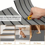 Resim Kapalı Renkli EVA Köpük Deck Board - Çizgi Desenli Kendinden Yapışkanlı Kaymaz Gösterge Paneli Matı - Tekne, Karavan, Yat ve Kano için İdeal - Anneler Günü, Paskalya, Sevgililer Günü, Kadınlar Günü Hediyeleri, Deniz Aksesuarları 
