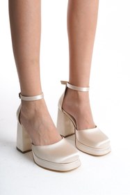 Resim Shoesers Kadın Özel Tasarım Saten Kumaşlı Platform Topuklu Ayakkabı (KALIPLAR YARIM NUMARA BÜYÜKTÜR.) 