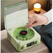 Resim Waves Nostalji Plak Görünümlü Bluetooth Hoparlör 3D Ses Dalgası Retro Müzik Plak Yeşil 