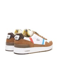 Resim Lacoste T Clip 128 8 Sma Leather Mens Sneaker Hakiki Deri Erkek Günlük Spor Ayakkabı Beyaz Kahverengi Beyaz 